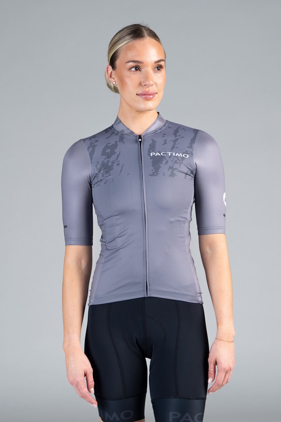 Women's Grey Ascent Aero Cycling Jersey - Front View 2