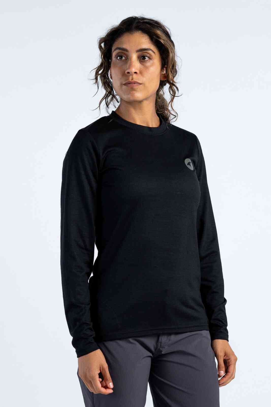 Women's Merino Wool Long Sleeve MTB Jersey - Front View