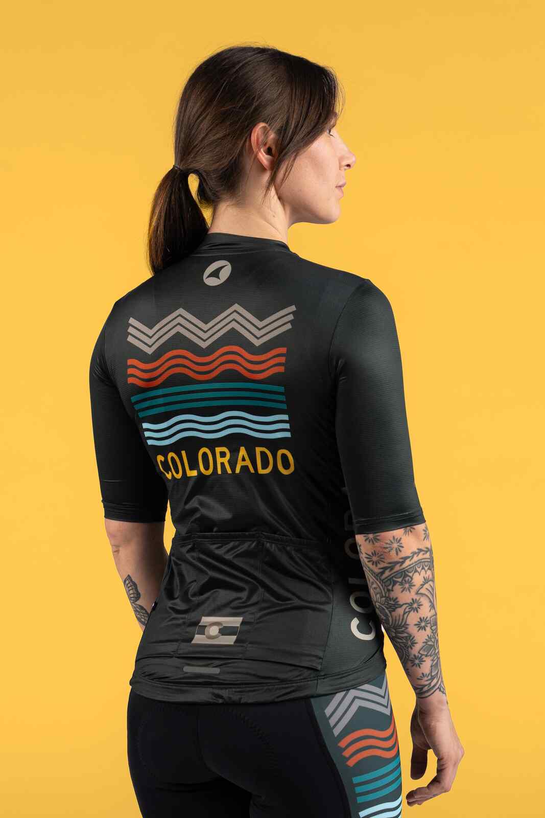 Women's Navy Blue Colorado Cycling Jersey - Back View