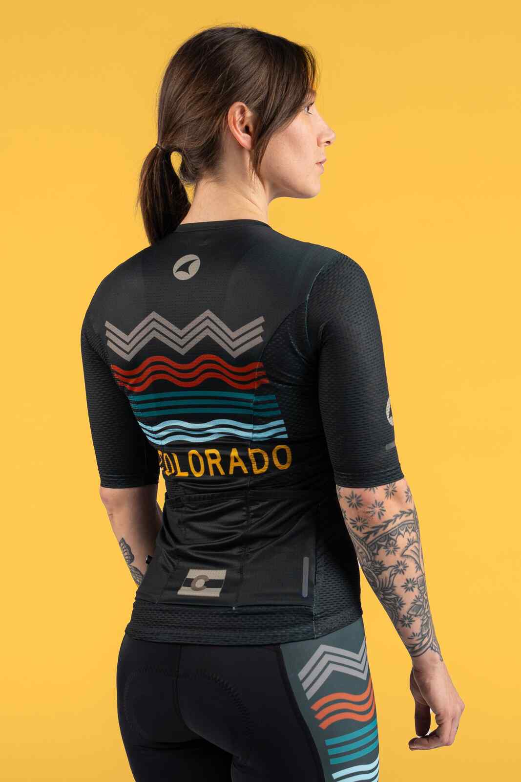 Women's Navy Blue Colorado Mesh Cycling Jersey - Back View