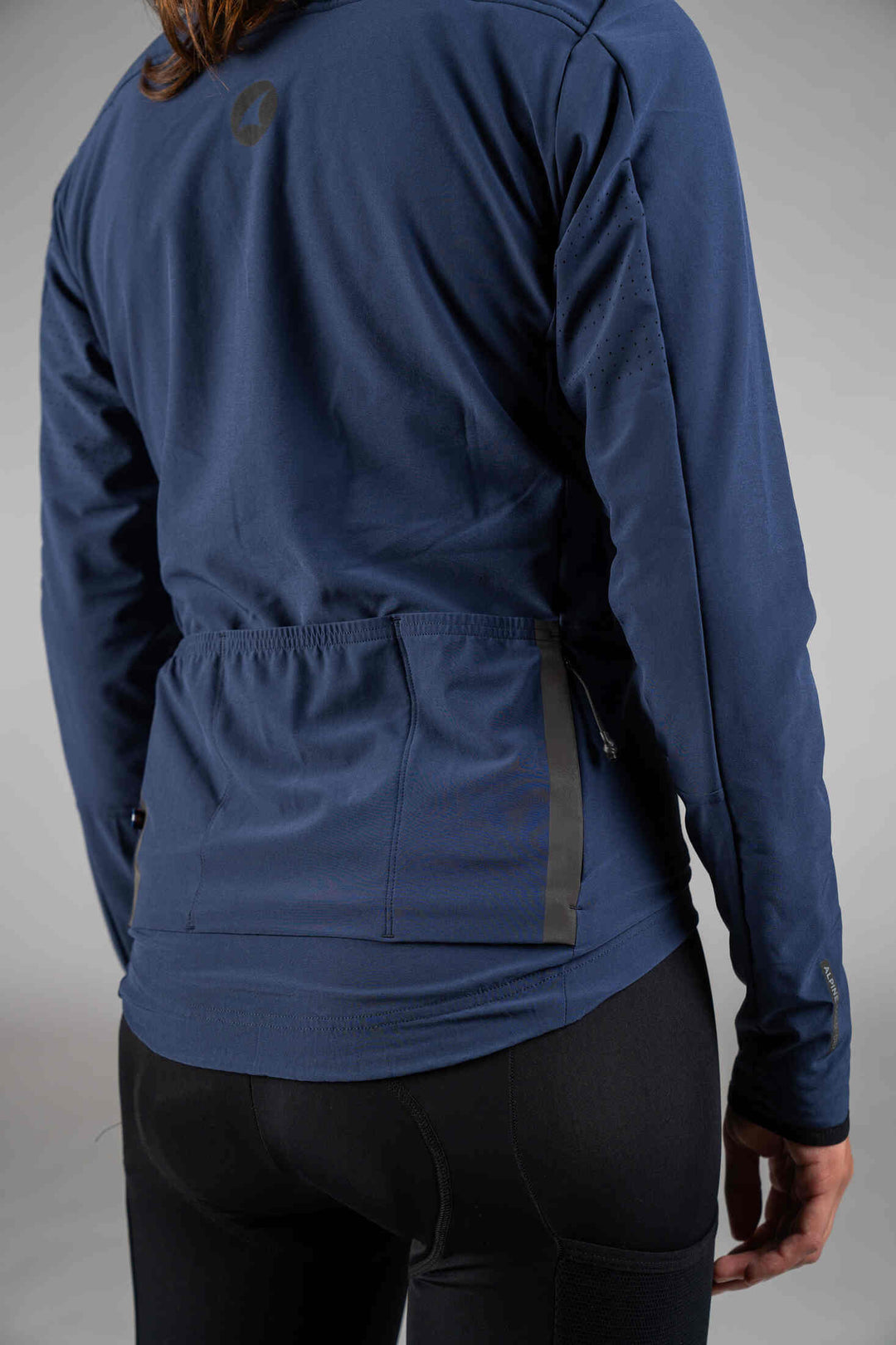 Women's Navy Blue Thermal Cycling Jacket - Back Pockets
