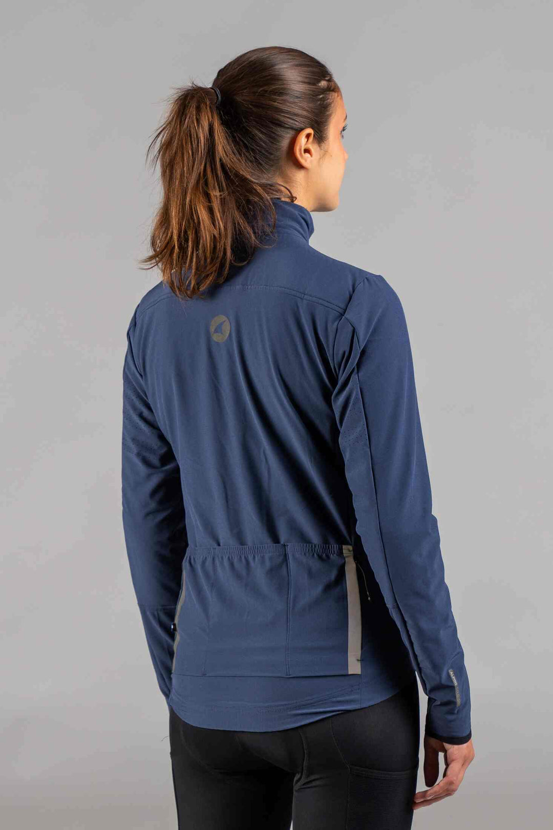 Women's Navy Blue Thermal Cycling Jacket - Back View