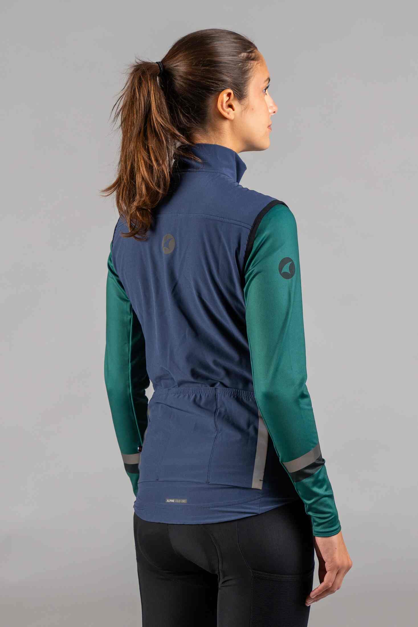 Women's Navy Blue Thermal Cycling Vest - Back View