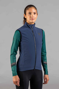 Women's Navy Blue Thermal Cycling Vest - Front View