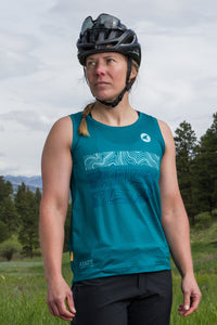 Women's Teal Cycling Singlet - Front View