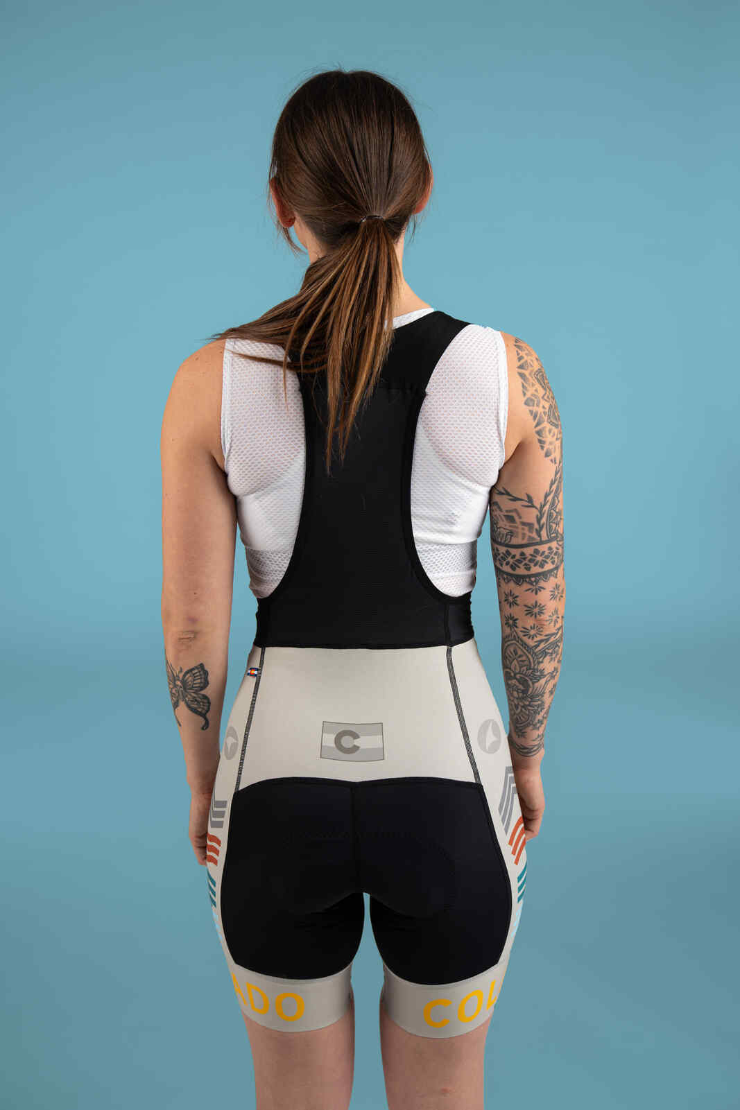 Women's White Colorado Cycling Bibs - Back Uppers