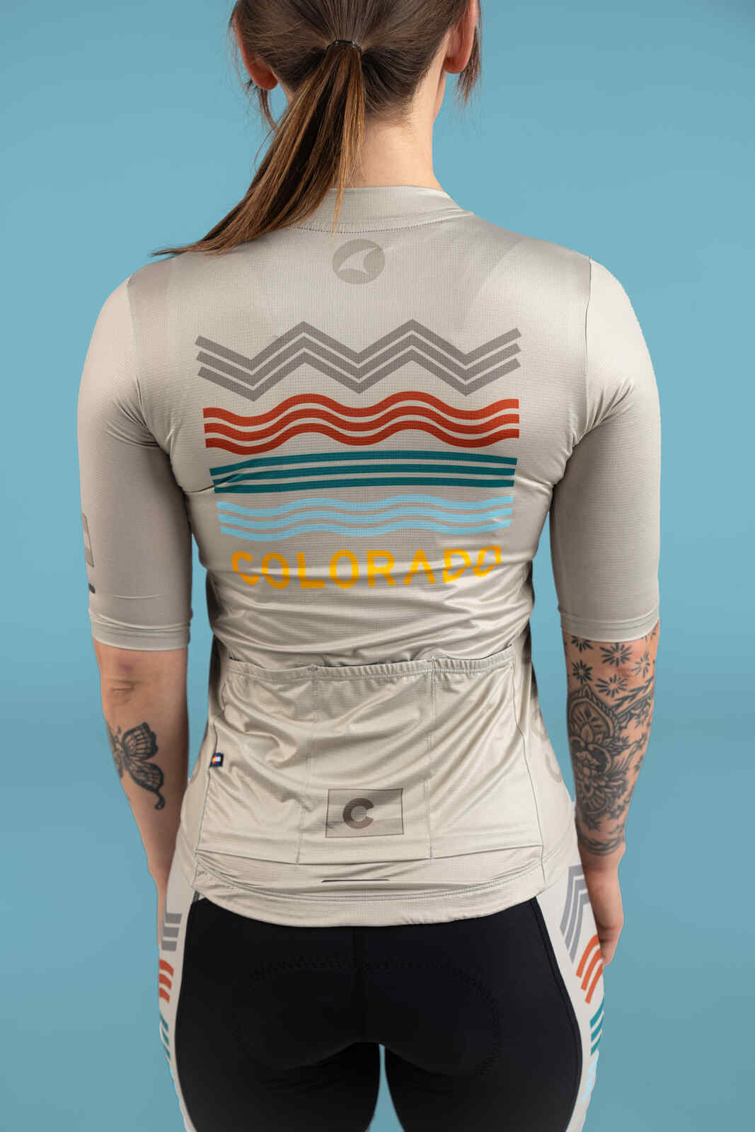 Women's White Colorado Cycling Jersey - Back Pockets