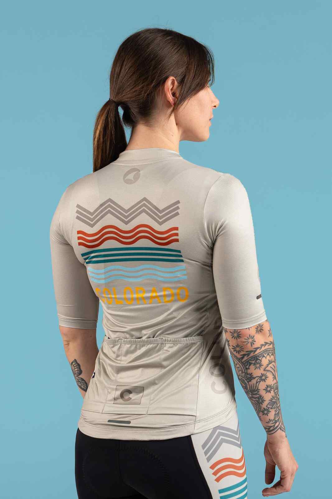 Women's White Colorado Cycling Jersey - Back View