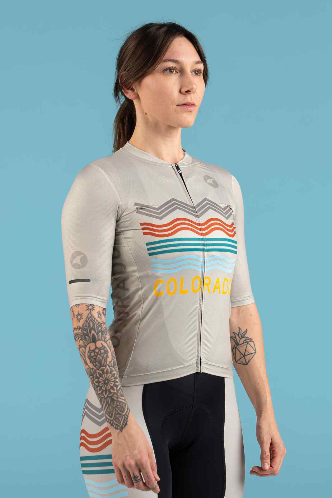Women's White Colorado Cycling Jersey - Front View