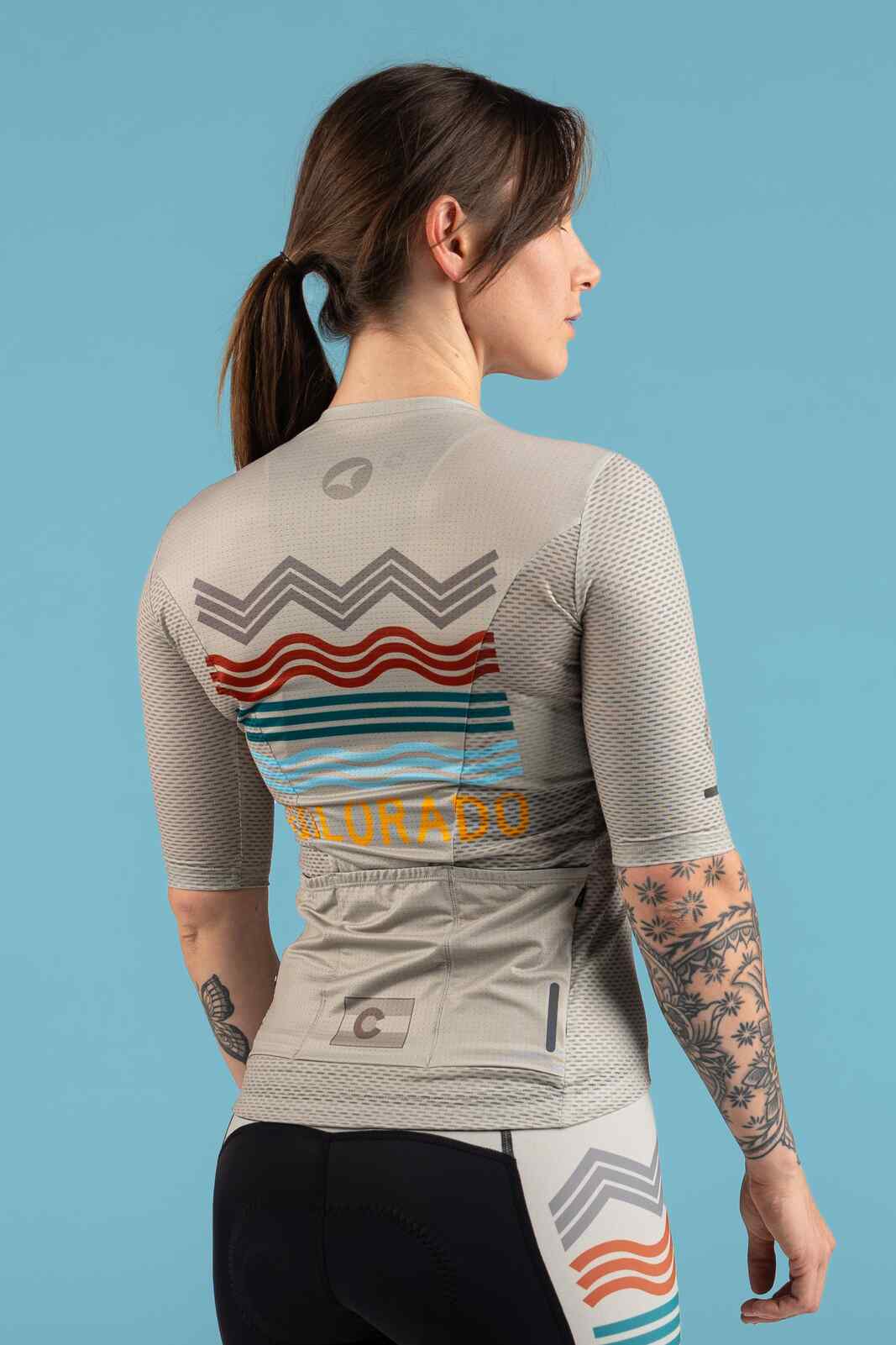 Women's White Colorado Mesh Cycling Jersey - Back View