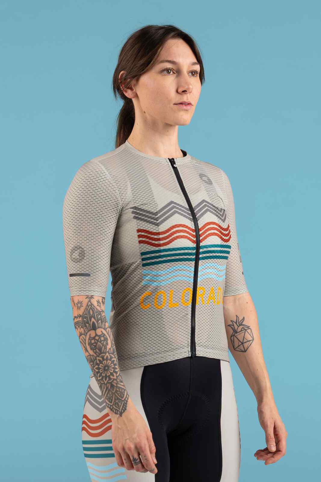 Women's White Colorado Mesh Cycling Jersey - Front View