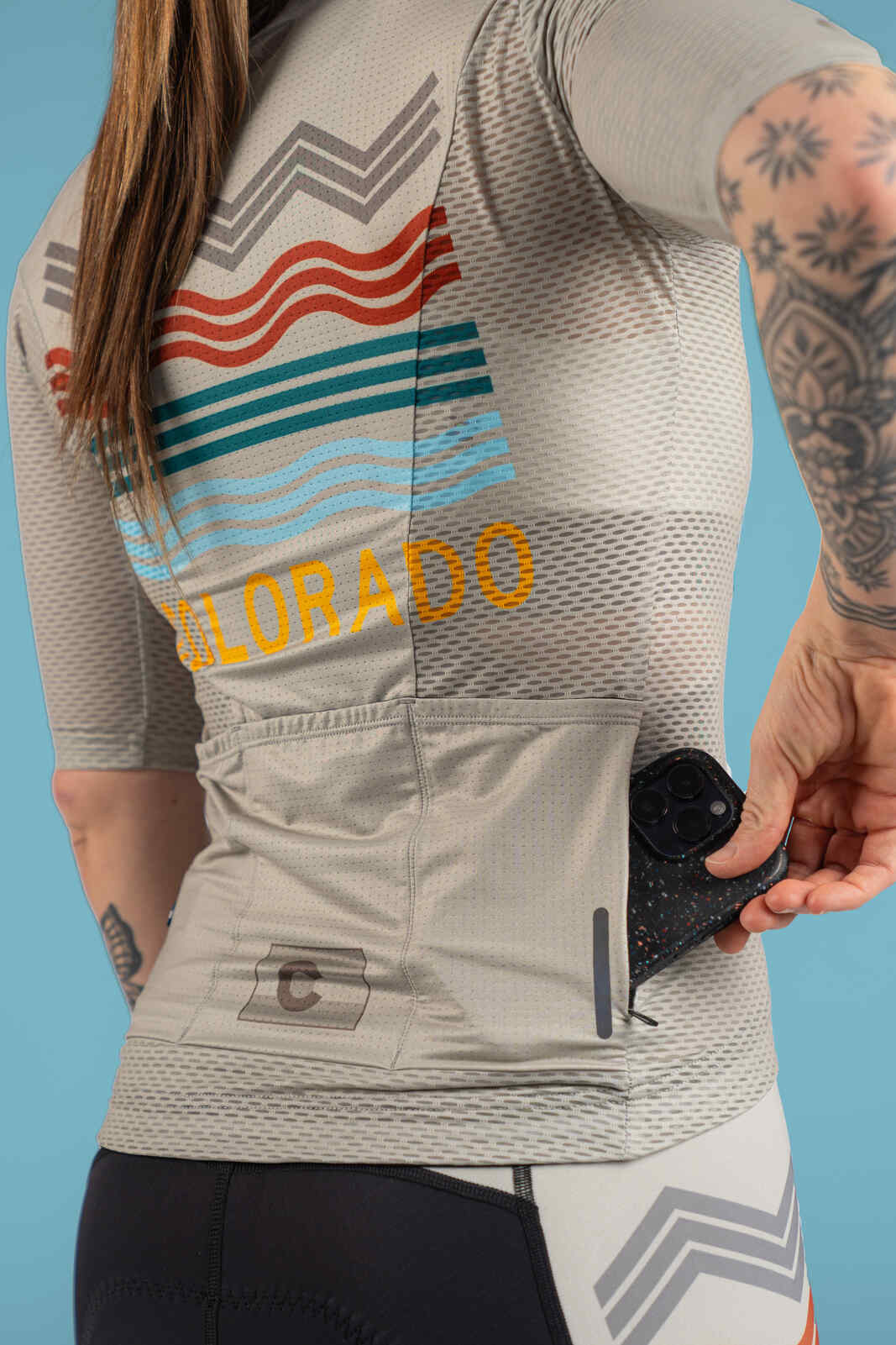 Women's White Colorado Mesh Cycling Jersey - Zippered Valuables Pocket