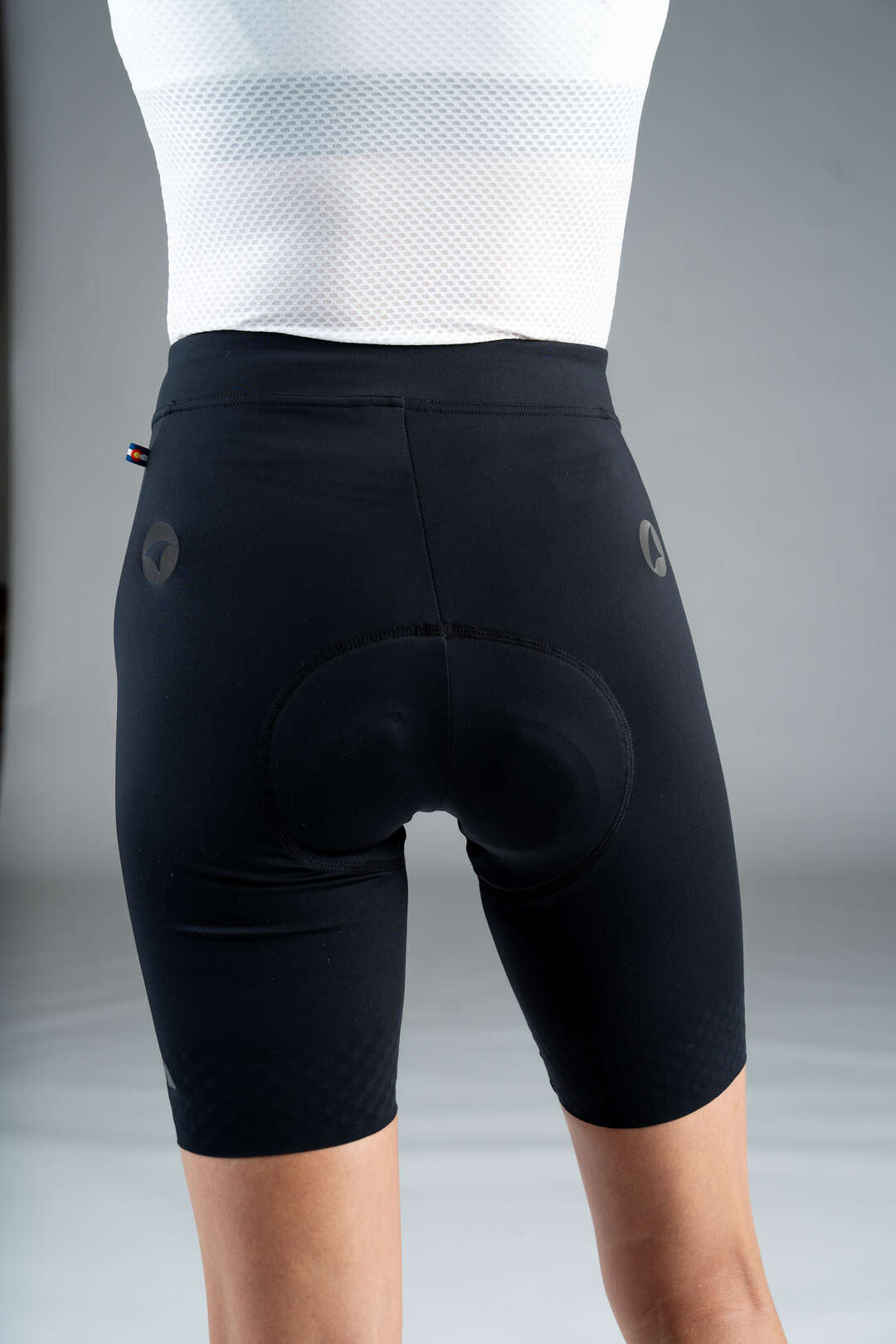 Women's Black Classic Cycling Shorts - Back Close-Up