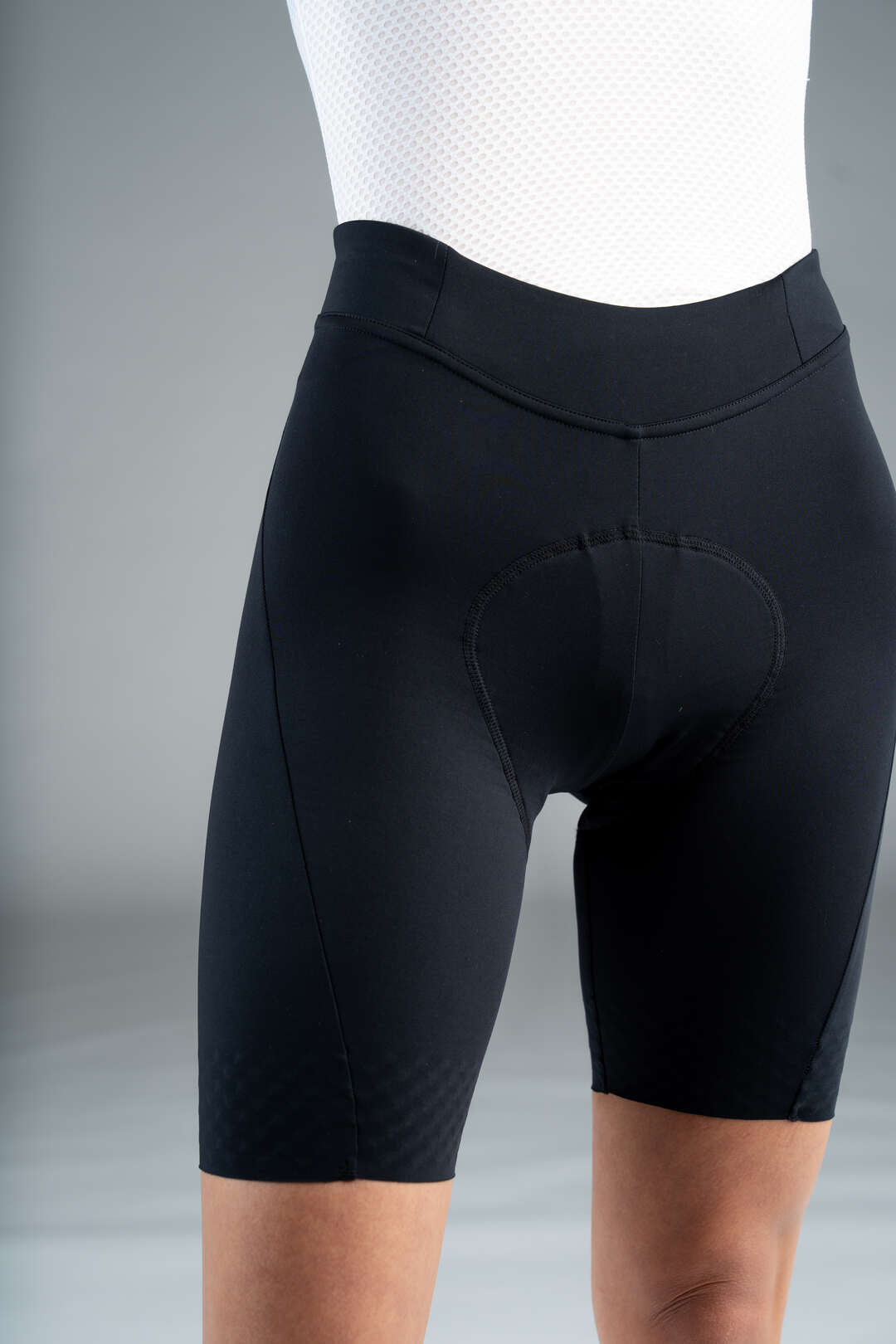 Women's Black Classic Cycling Shorts - Front Close-Up