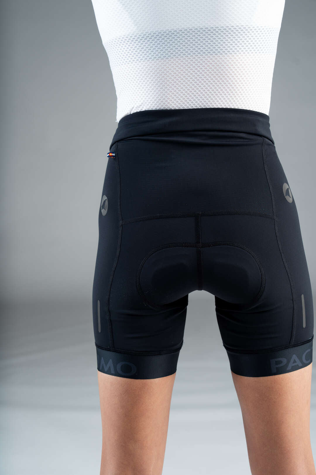 Women's Black Padded Bike Shorts - Back Close-Up