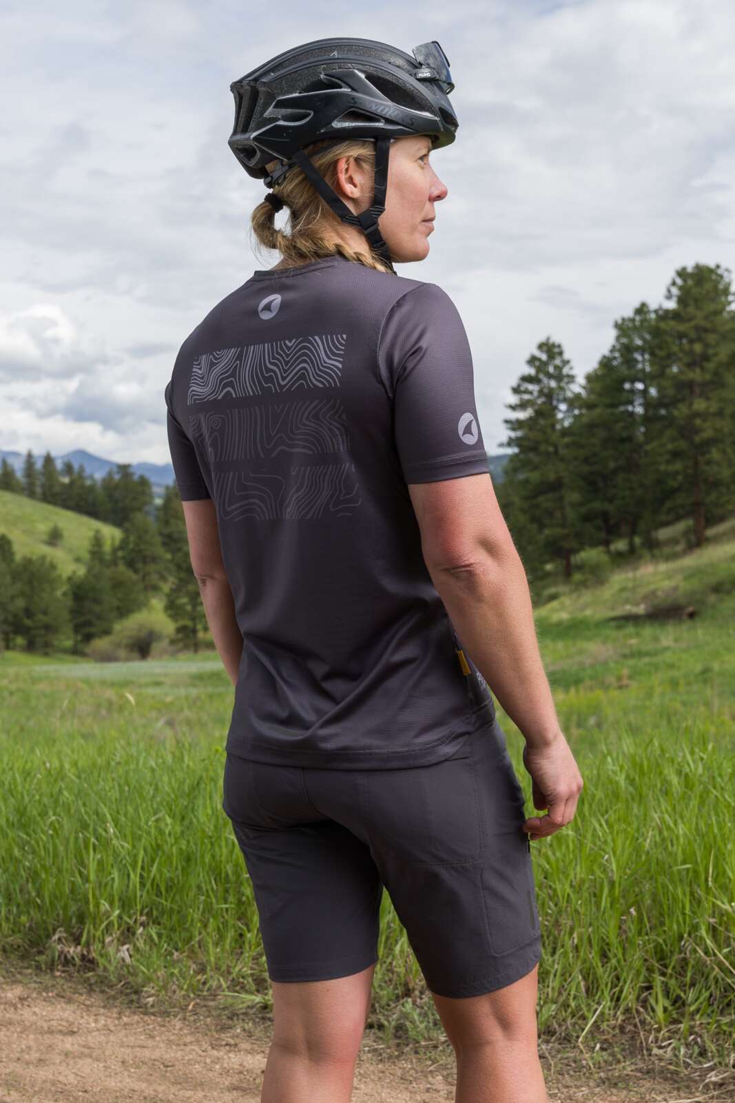 Women's Dark Gray Mountain Bike Shorts - Back View