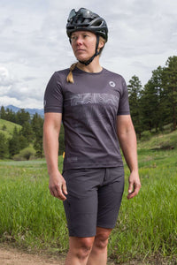 Women's Dark Gray Mountain Bike Shorts - Front View