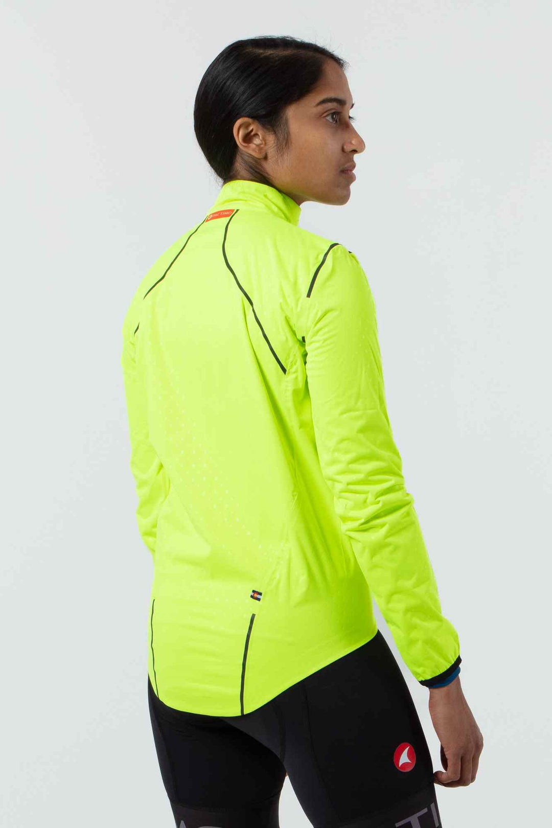 Women's High-Viz Yellow Cycling Rain Jacket - Back View 2