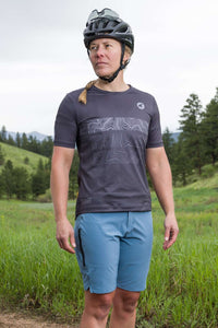 Women's Lightweight Blue Mountain Bike Shorts - Front View