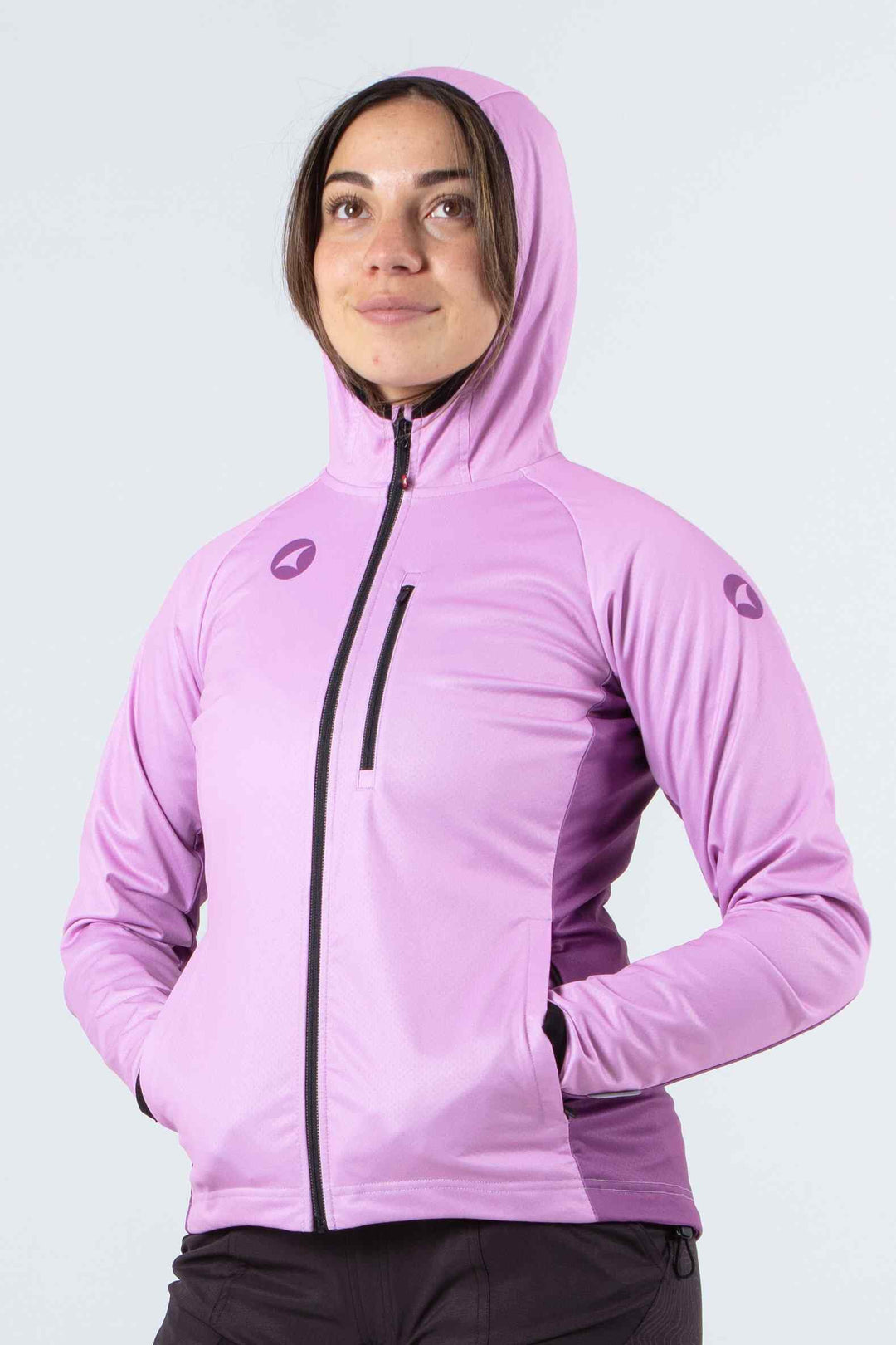 Women's Lilac MTB Jacket - Hood Front View