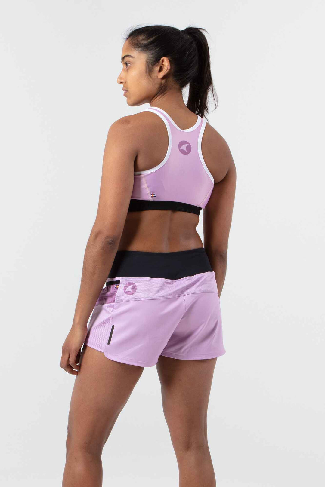 Women's Lilac Running Shorts  - Back View