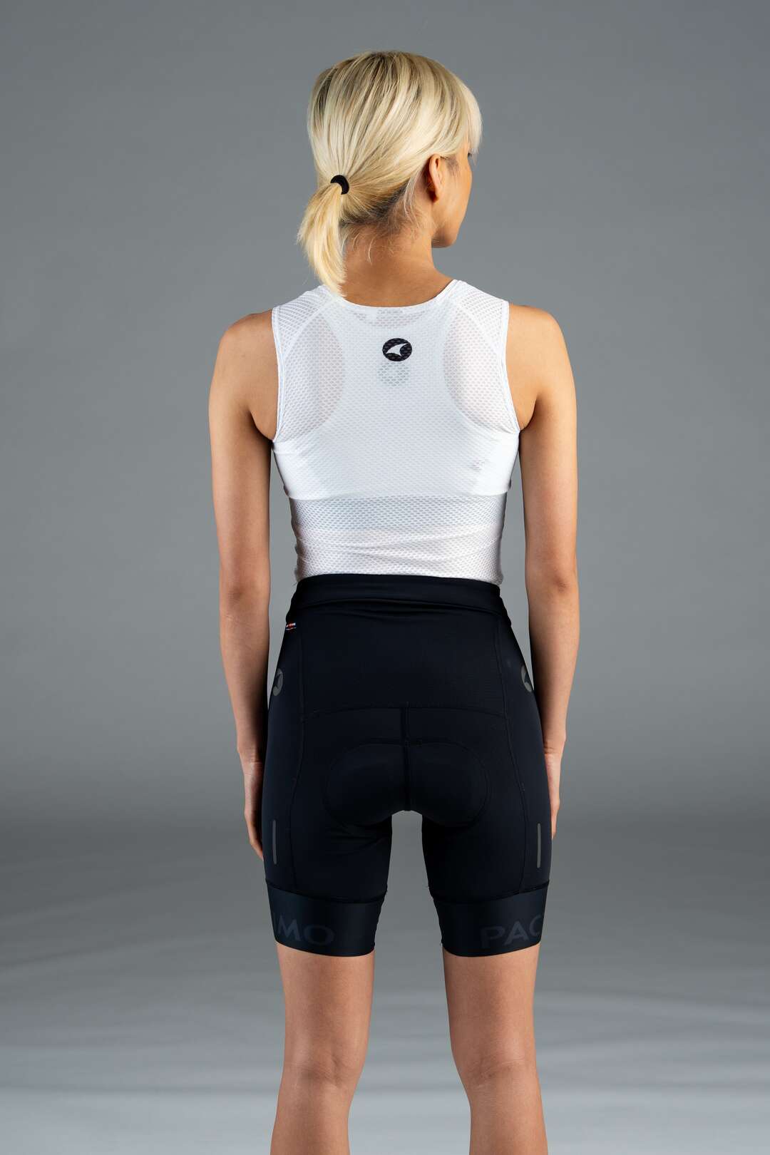 Women's Black Long Length Padded Bike Shorts - Back View