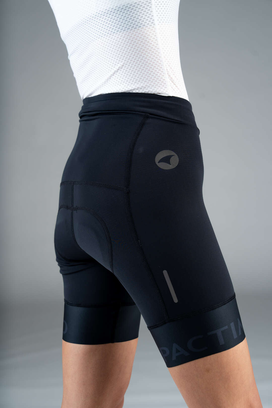 Women's Black Long Length Padded Bike Shorts - Right