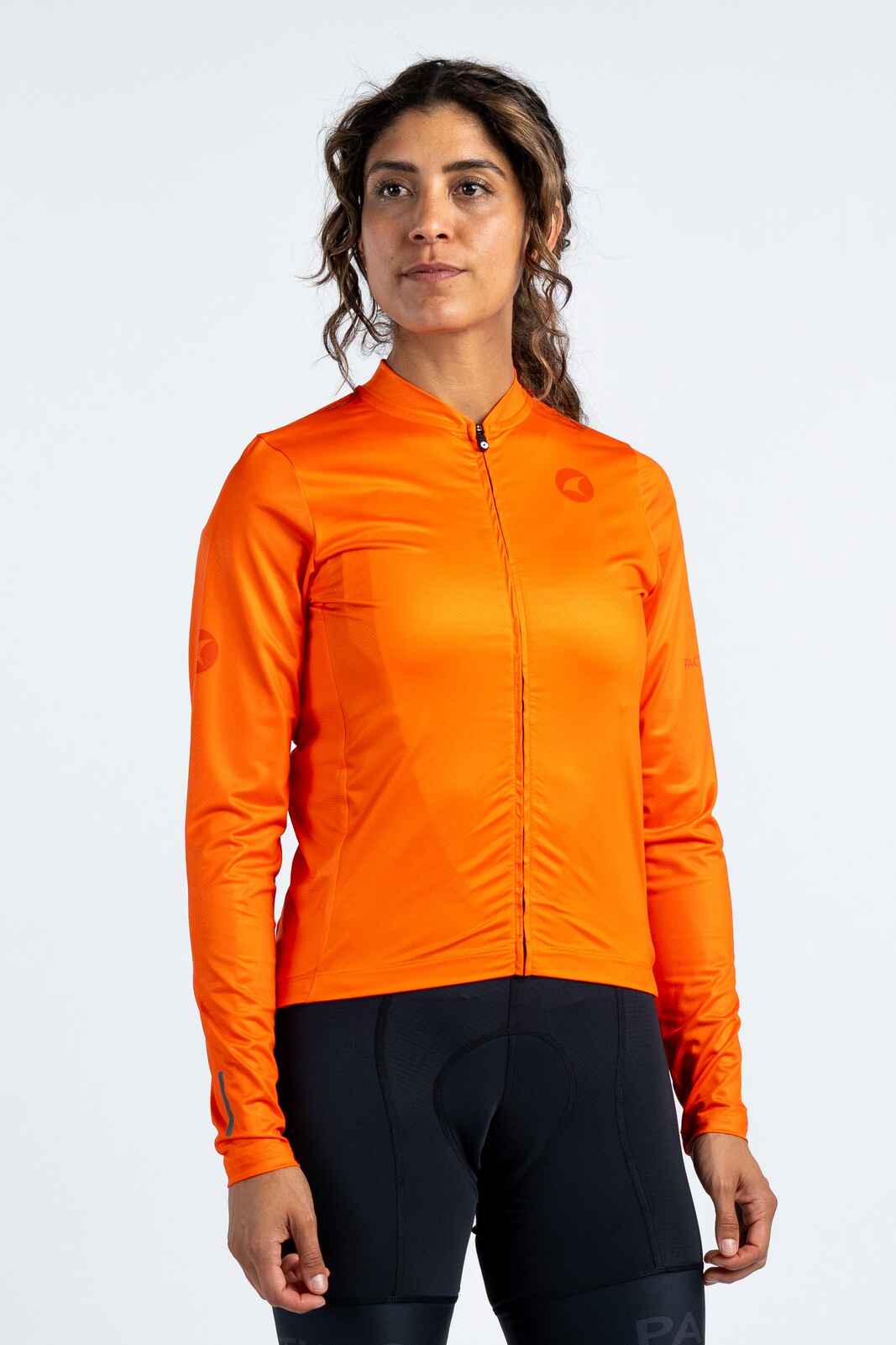 Women's Red/Orange Long Sleeve Cycling Jersey - Ascent Front View