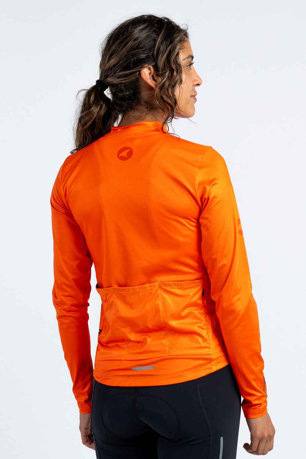 Women's Red/Orange Long Sleeve Cycling Jersey - Ascent Back View