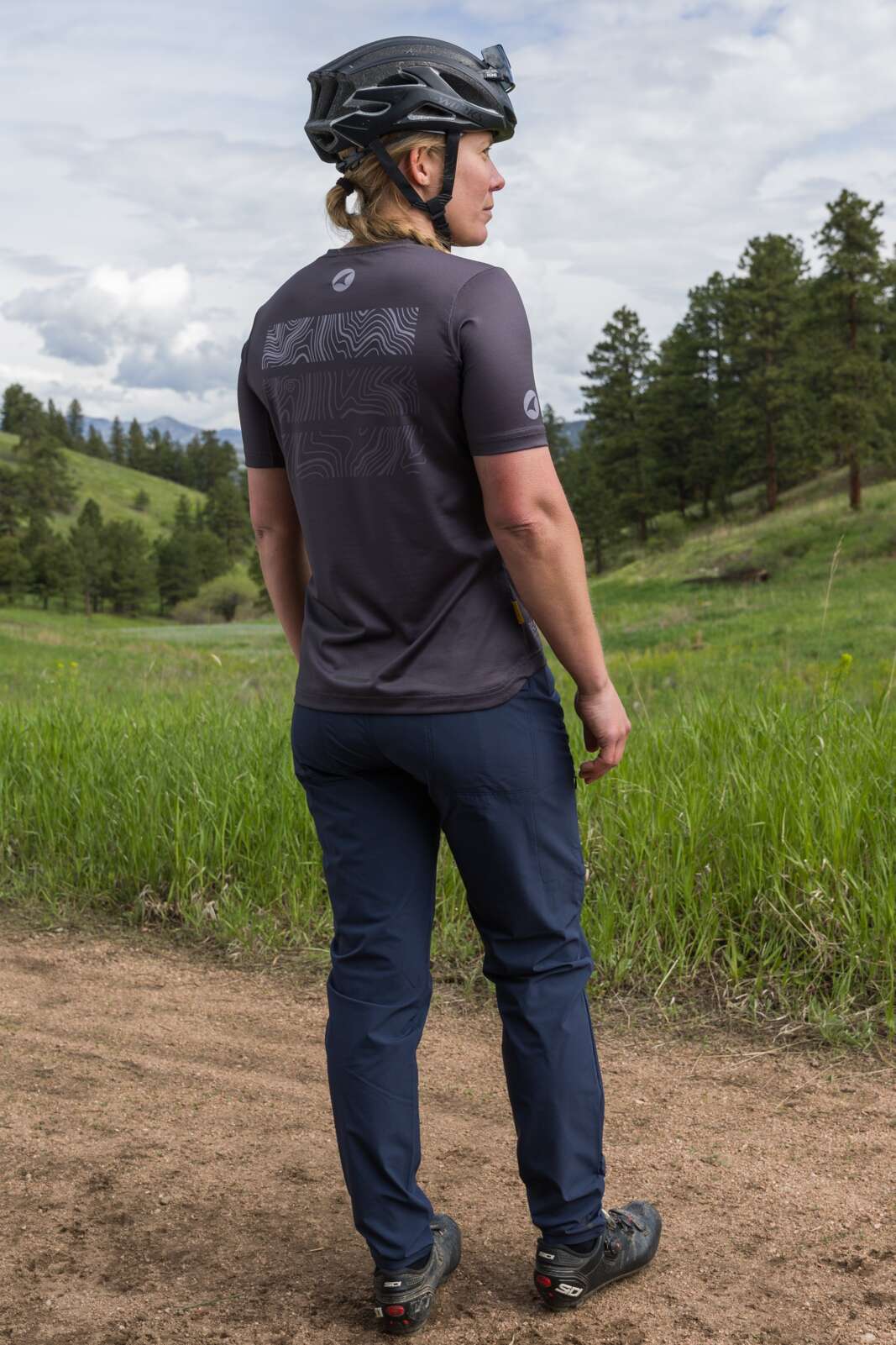 Women's Navy Blue MTB Pants - Back View