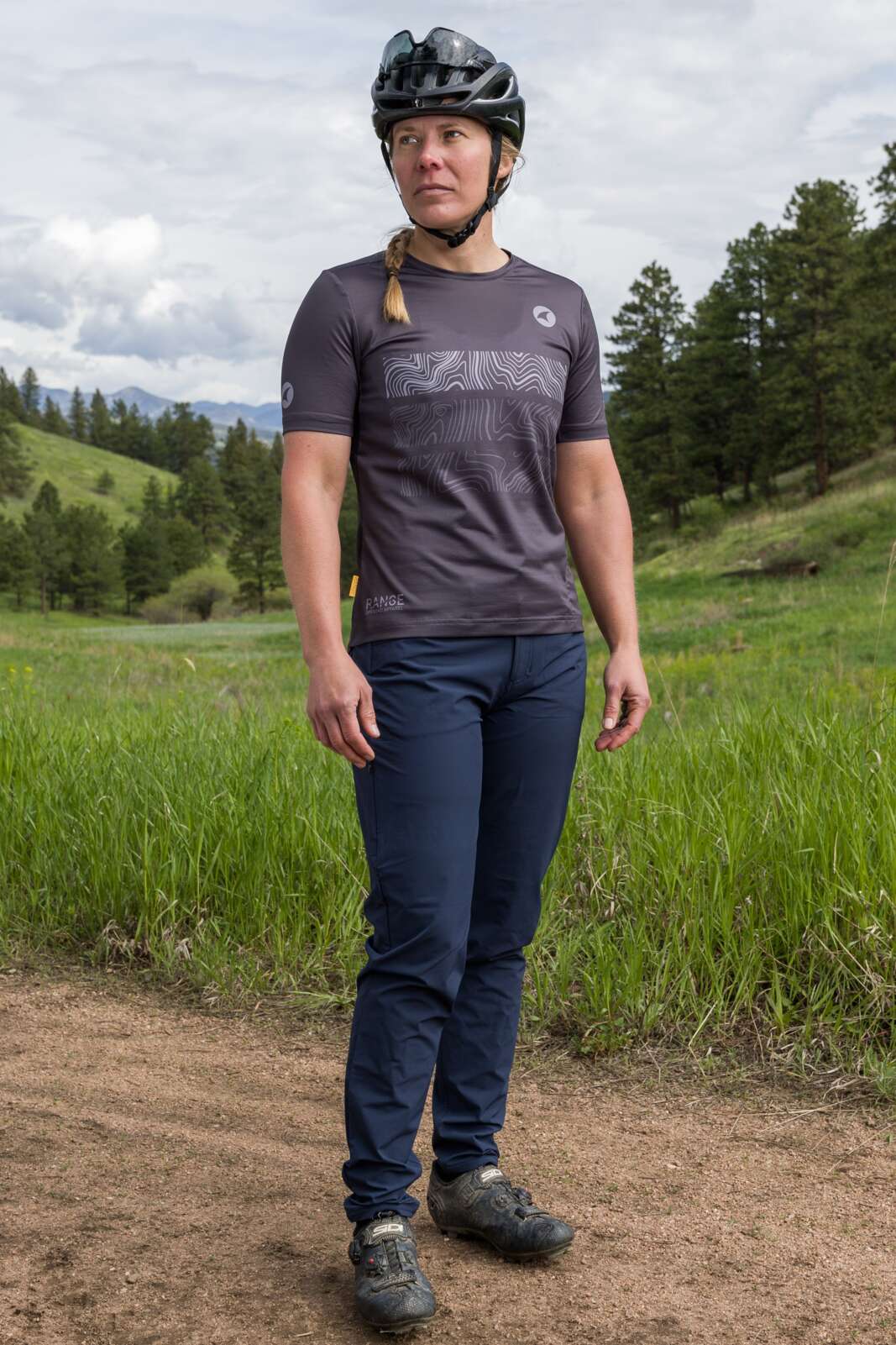 Women's Navy Blue MTB Pants - Front View