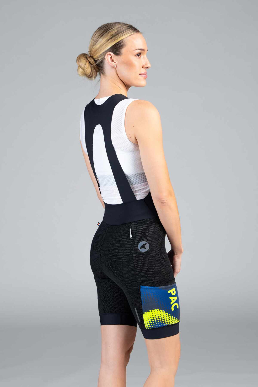 Women's PAC Cargo Bib Shorts - Azure Back View