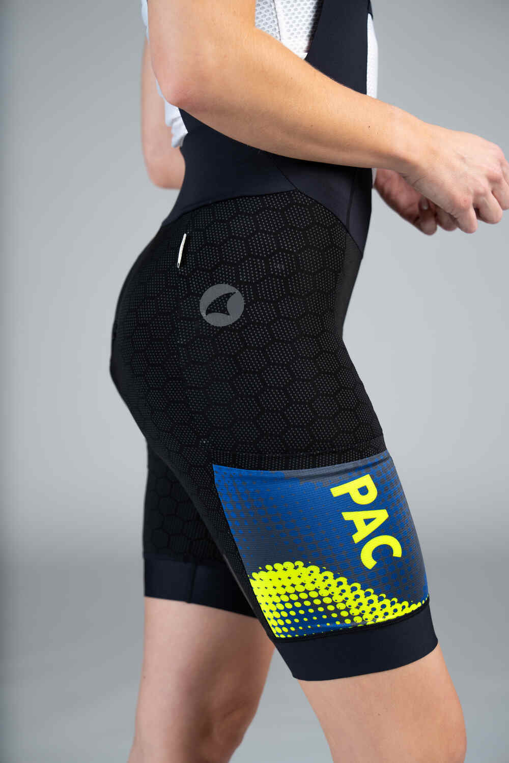 Women's PAC Cargo Bib Shorts - Azure Right Thigh