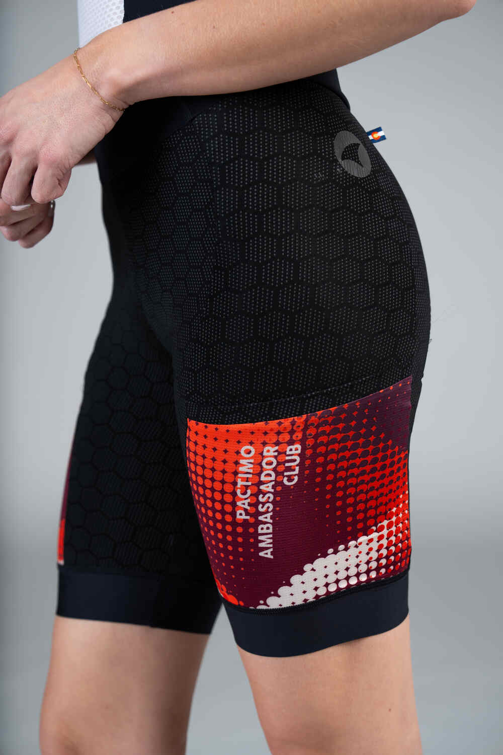 Women's PAC Cargo Bib Shorts - Desert Paintbrush Left Thigh