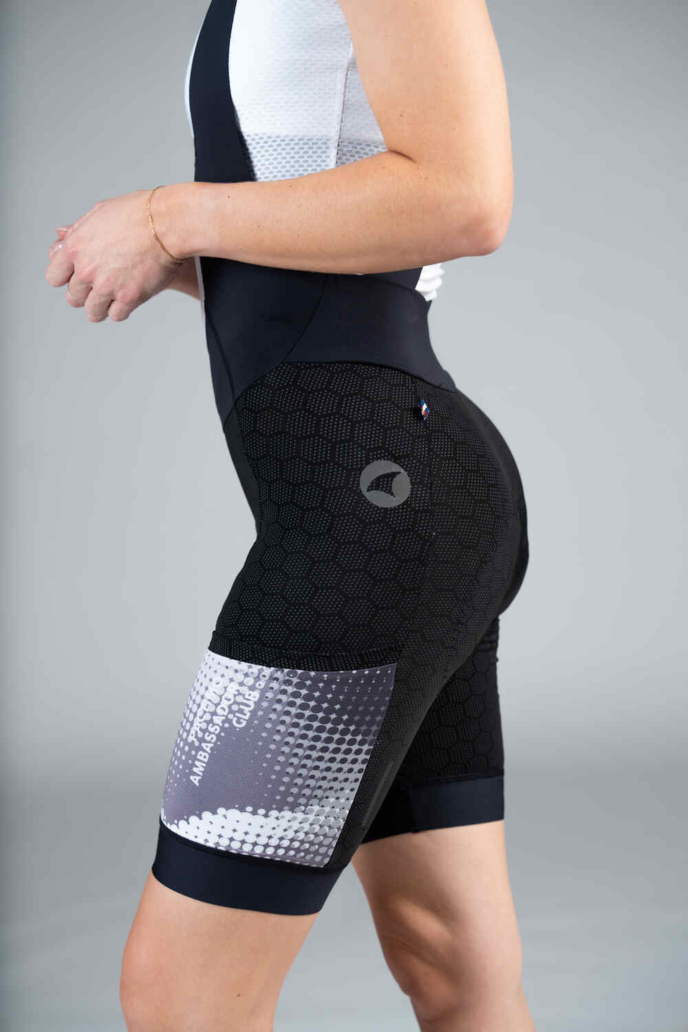 Women's PAC Cargo Bib Shorts - Granite Left Thigh