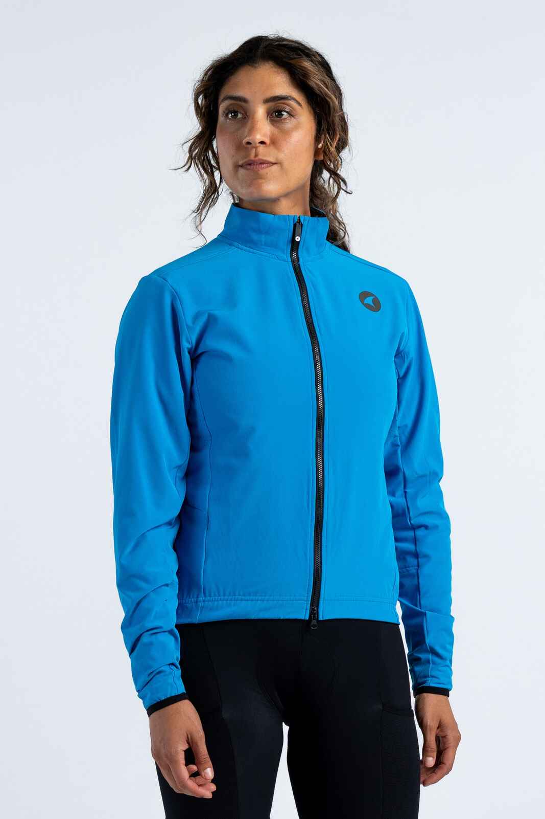 Women's Blue Winter Cycling Jacket - Alpine Front View
