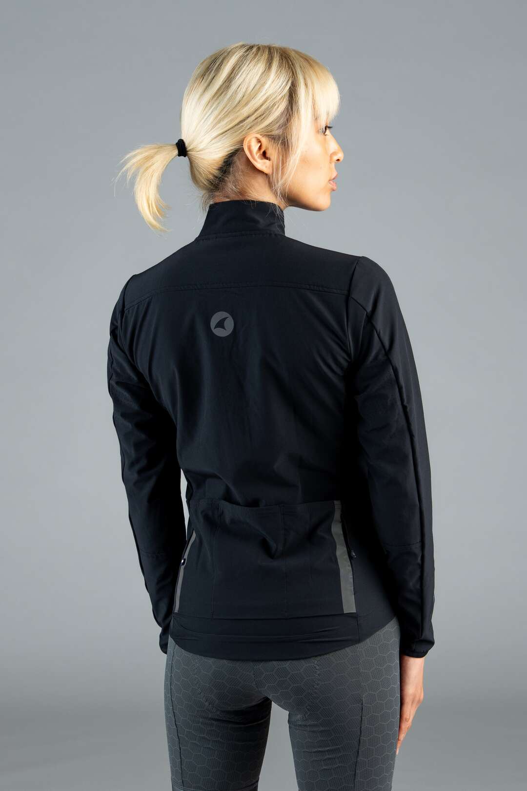 Women's Black Thermal Cycling Jacket - Back View