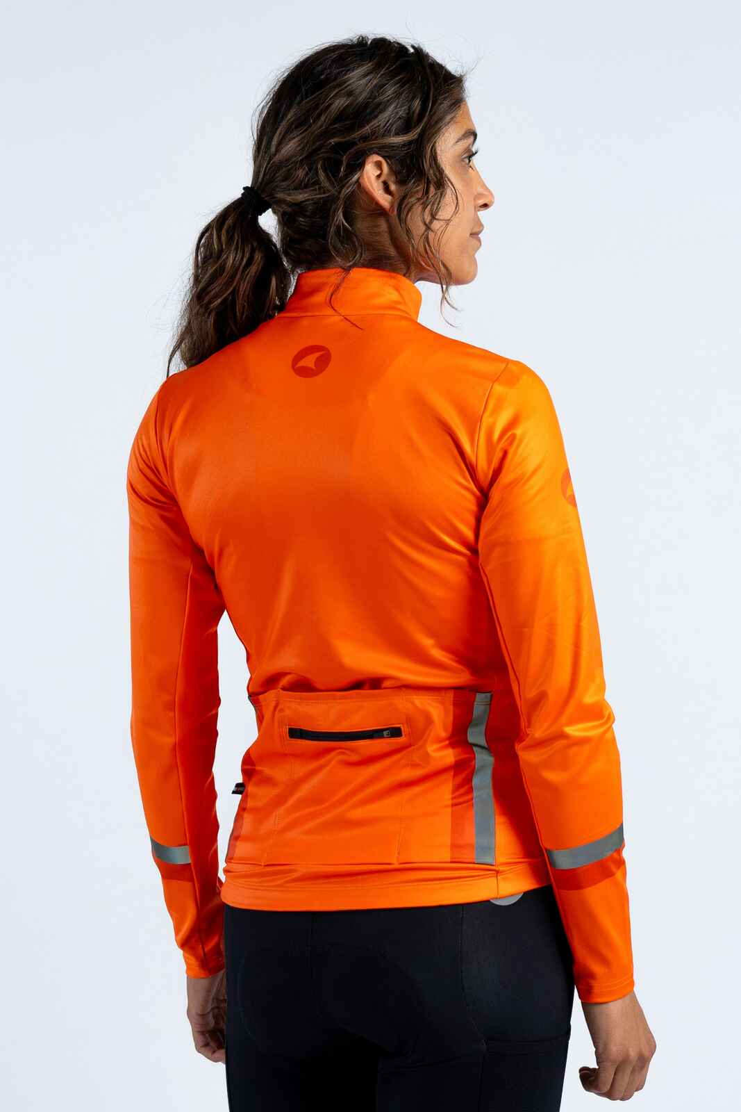 Women's Red/Orange Thermal Cycling Jersey - Back View