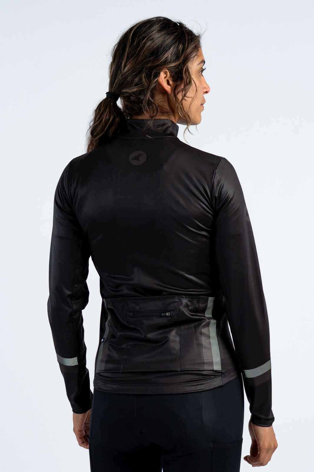 Women's Black Thermal Cycling Jersey - Back View