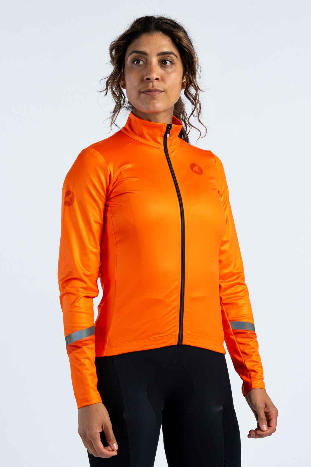 Women's Red/Orange Thermal Cycling Jersey - Front View