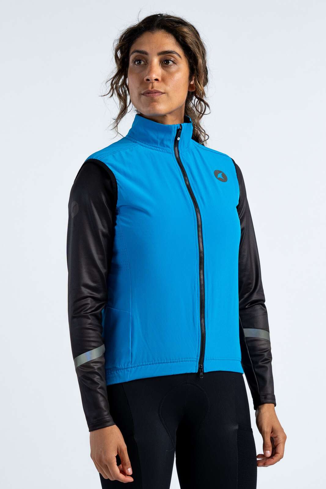 Women's Blue Thermal Cycling Vest - Alpine Front View