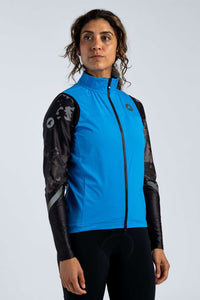 Women's Blue Water Repellent Cycling Vest - Front View