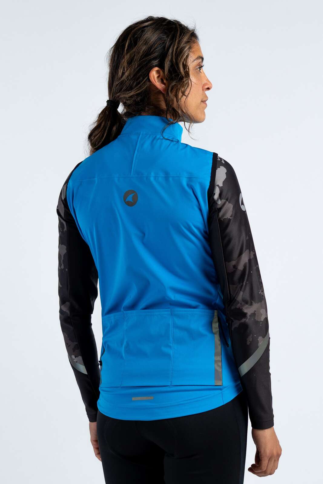 Women's Blue Water Repellent Cycling Vest - Back View