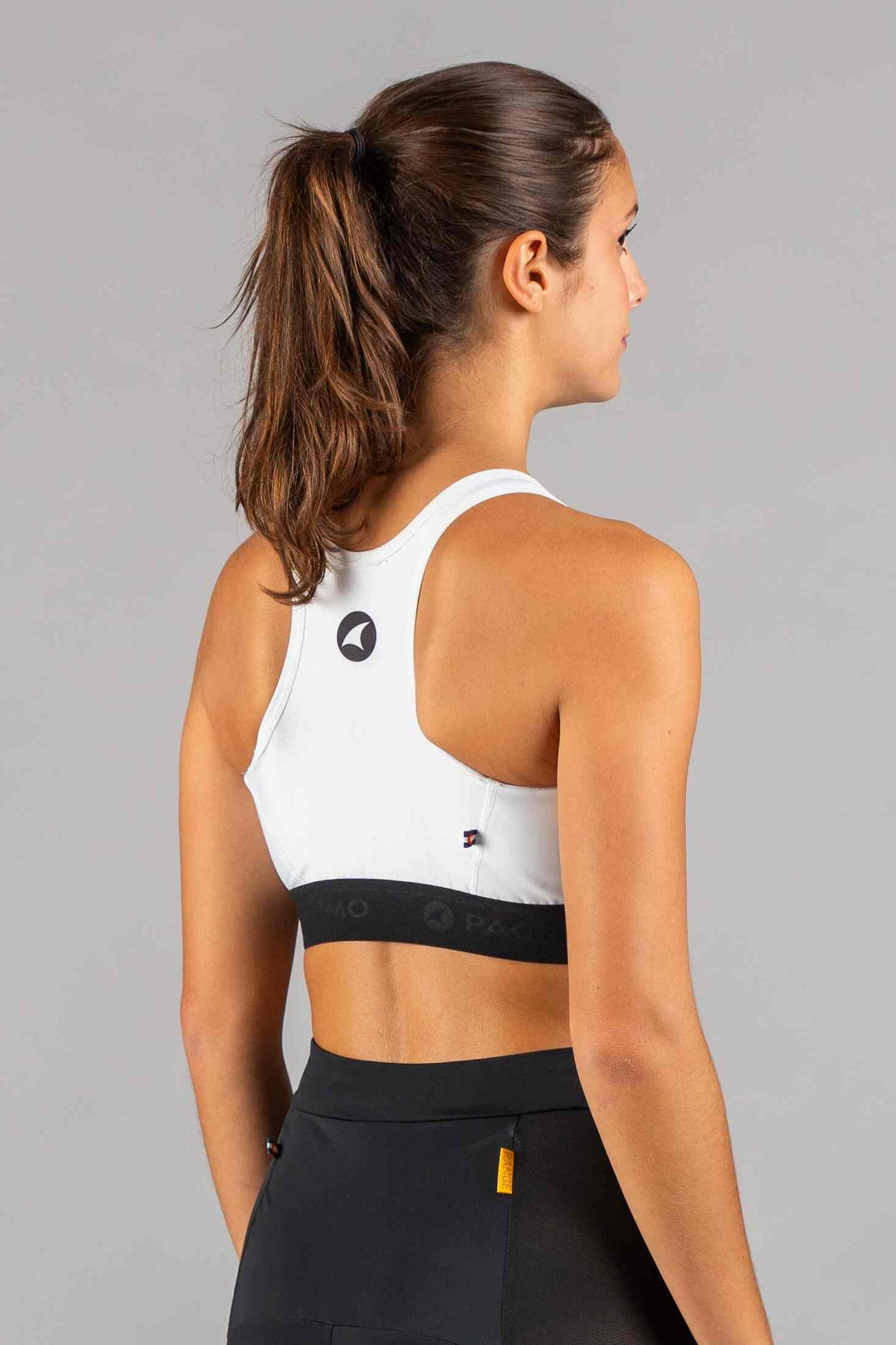 Women's White Cycling Sports Bra - Back View