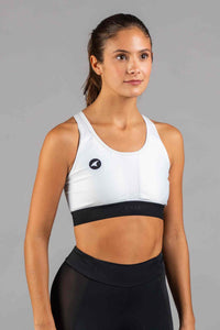 Women's White Cycling Sports Bra - Front View