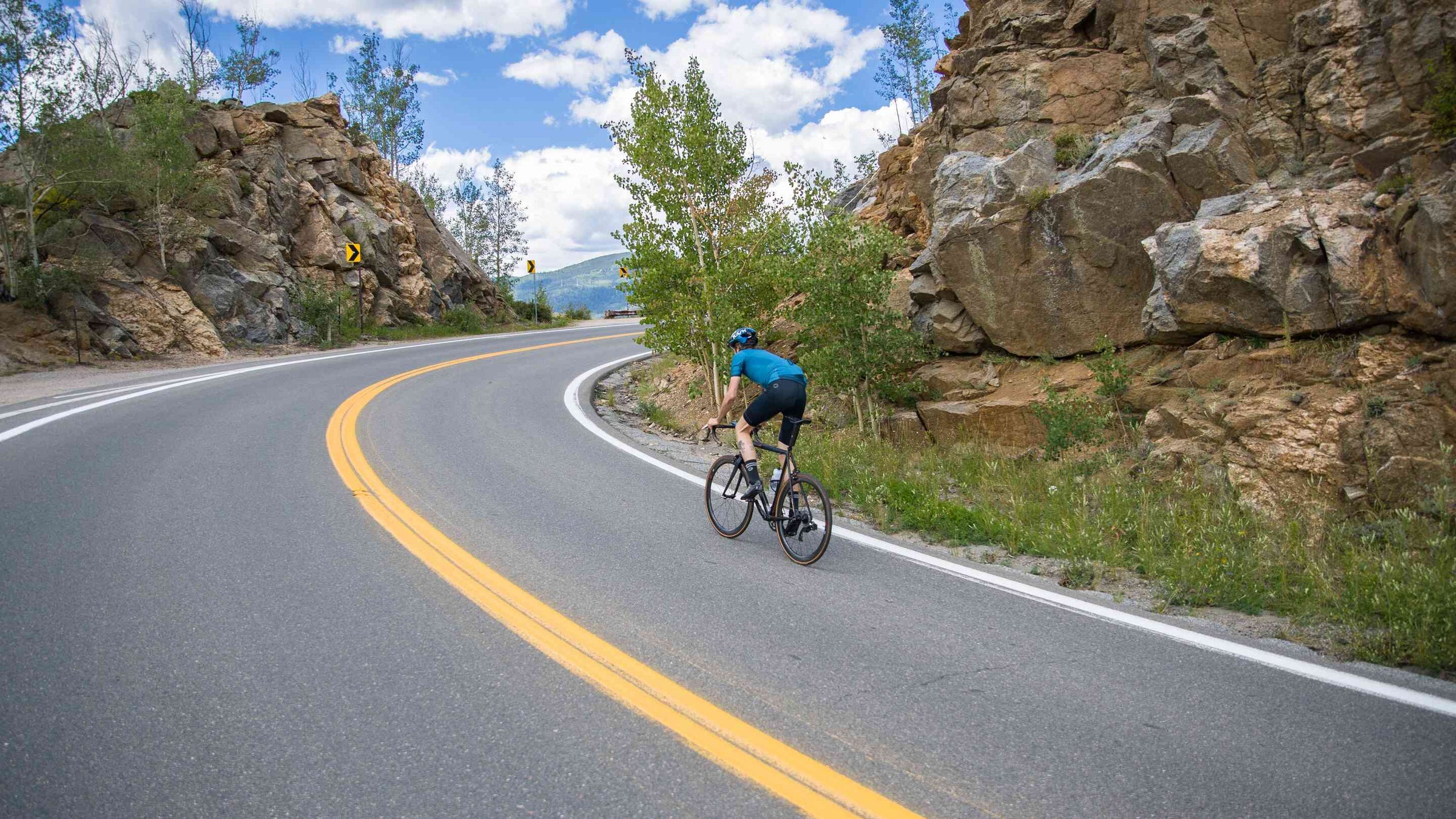 Cycling up a mountain road