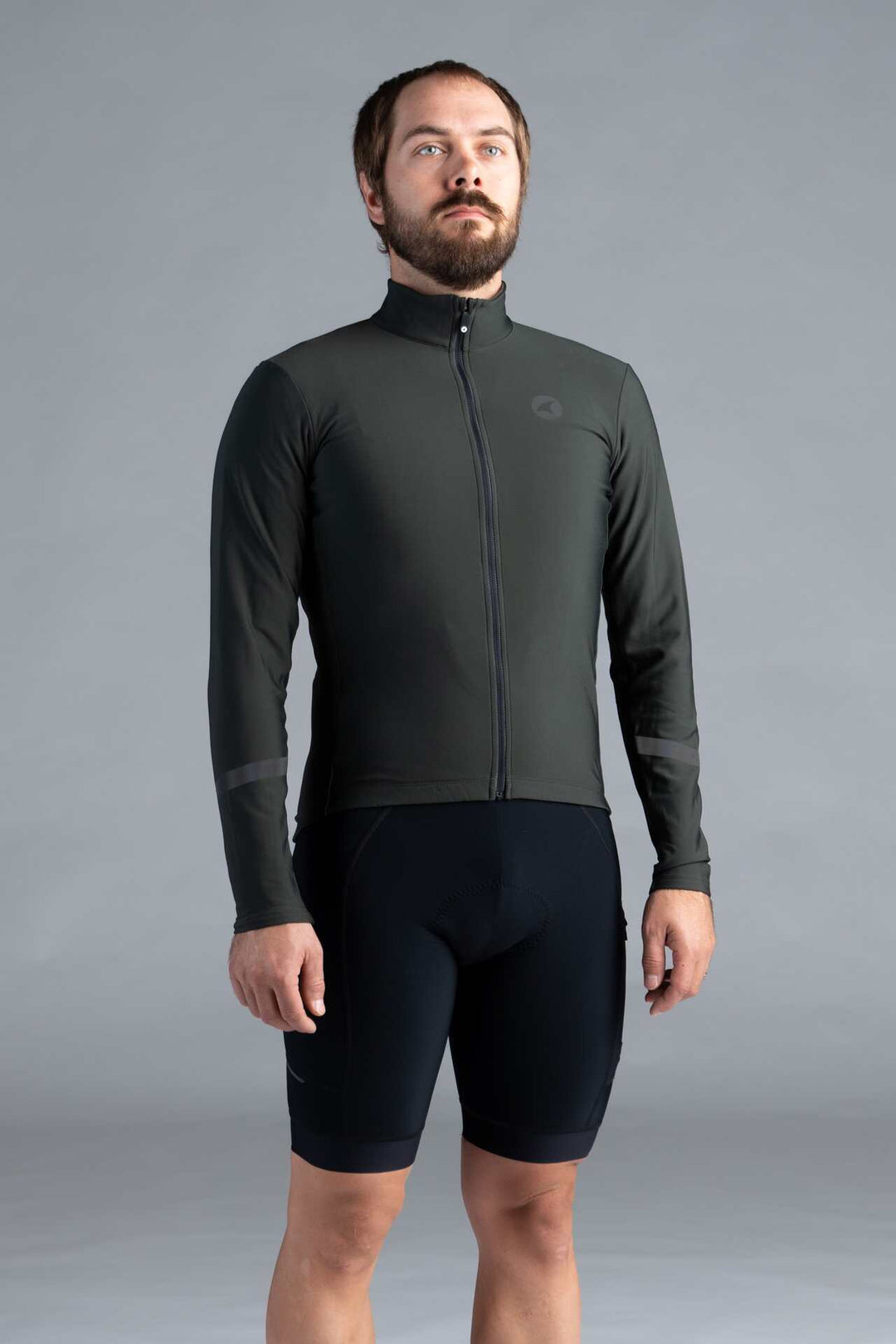 Men's Black Thermal Cycling Bibs - With Thermal Cycling Jersey