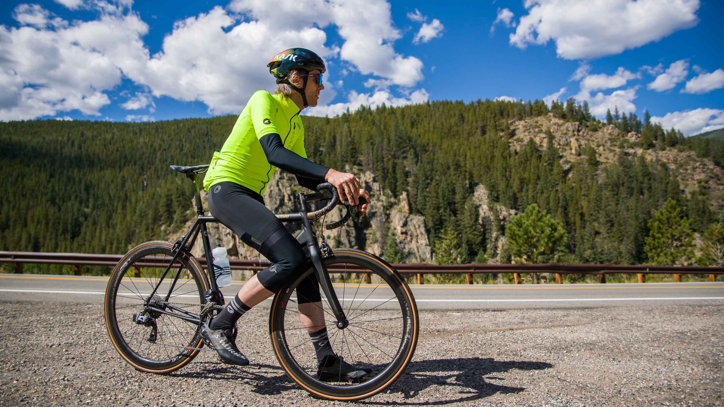 High-Viz Cyclist in the Colorado Mountains