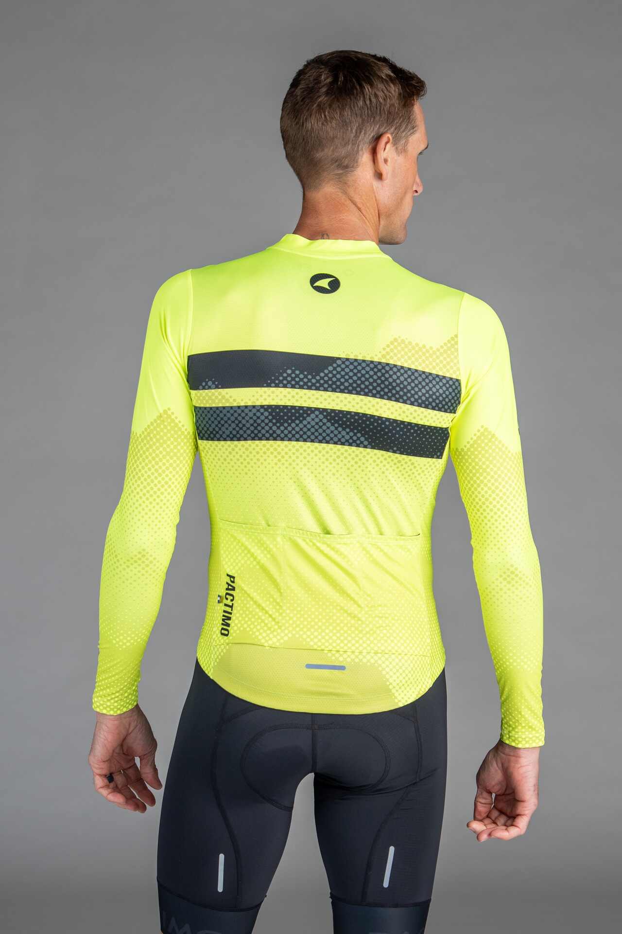 Men's High-Viz Yellow Ascent Aero Long Sleeve Cycling Jersey - Back View
