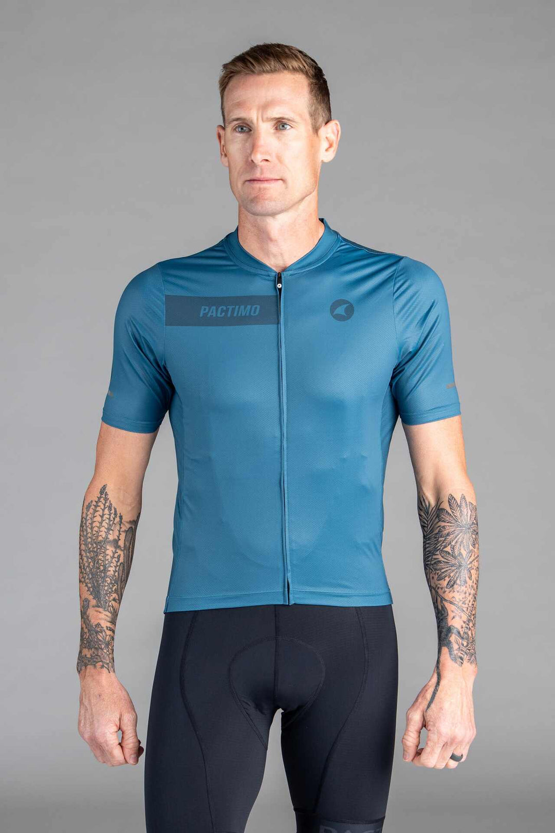 Men's Teal Ascent Cycling Jersey - Front View
